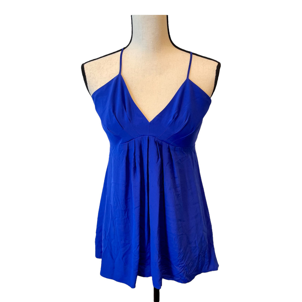 Wilfred Womens Blue Silk Sleeveless Tie-Back V-Neck Babydoll Tank Top Sz 6